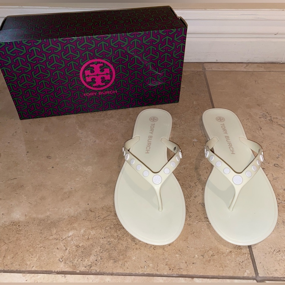 Tory Burch Studded Jelly Flip Flops